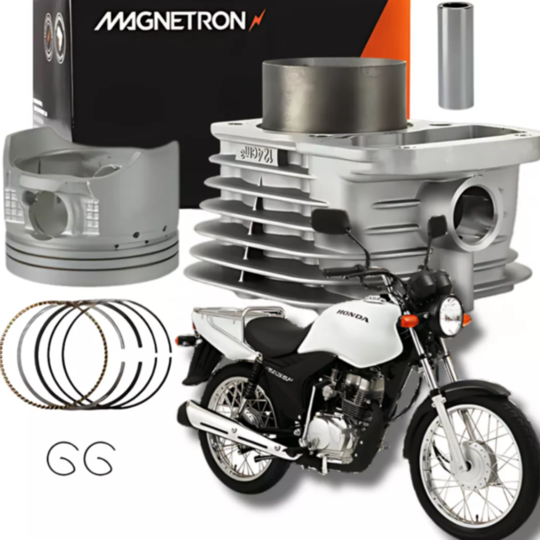 Kit Cilindro Magnetron com Pistão e Anel Honda CG 125 / Fan 05-08 / Titan 125 02-04