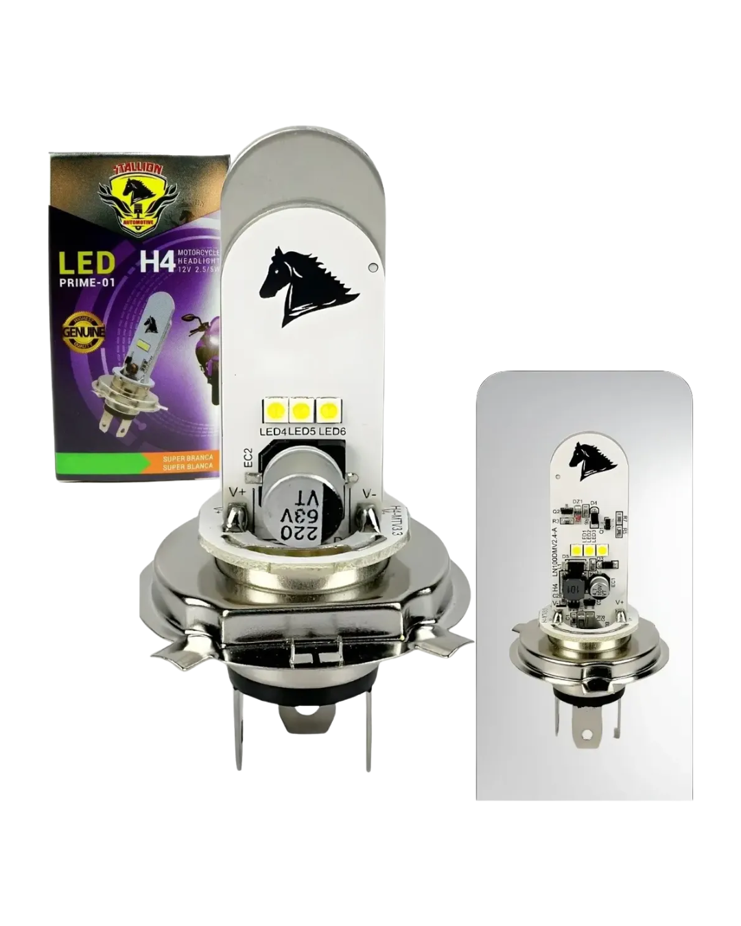 Lâmpada LED H4 Cavalinho Stallion Honda CG Titan 150 2004 até 2013 Farol Bi-xenon 6000K
