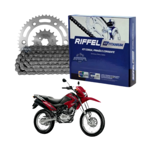 Kit Transmissão Completo Honda NXR 150 Bros 2006 até 2015 Riffel Coroa Pinhão Corrente